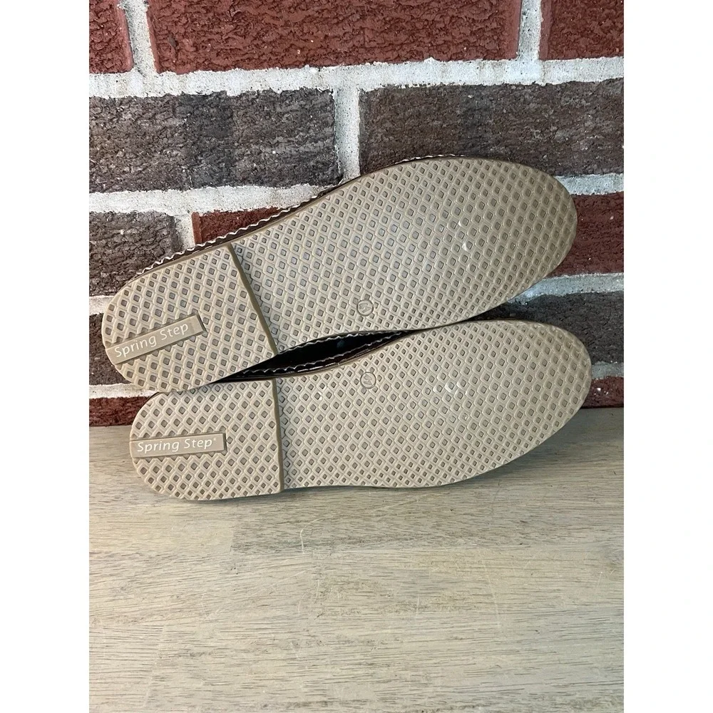 Spring Step Ingrid Women's Brown Leather Cutout‎ Floral Slip On Loafer Size 41